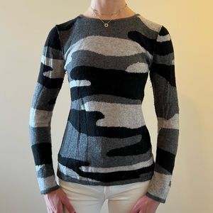 Aqua 100% Cashmere Black Camo Sweater